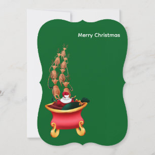 Merry Christmas Flat Greeting Card Santa Claus 