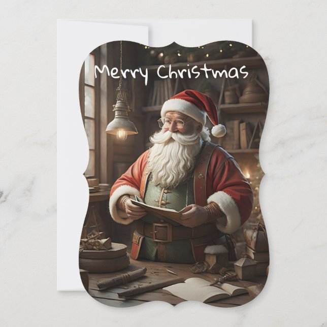 Merry Christmas Flat Greeting Card Santa Claus  (Back)