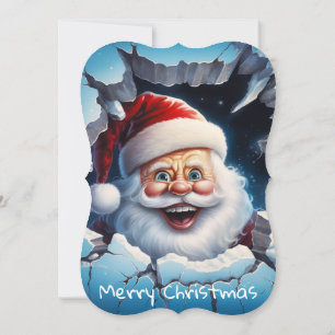 Merry Christmas Flat Greeting Card Santa Claus