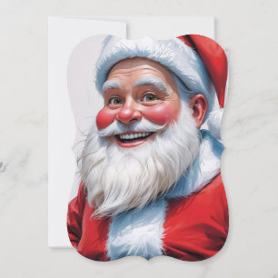 Merry Christmas Flat Greeting Card Santa Claus