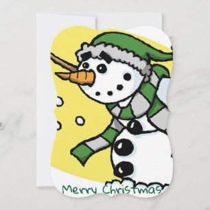 Merry Christmas Flat Greeting Card Snowman
