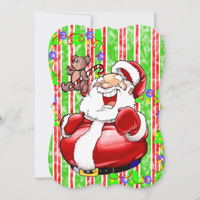 Merry Christmas Flat Greeting Card Teddy Bear (Front)