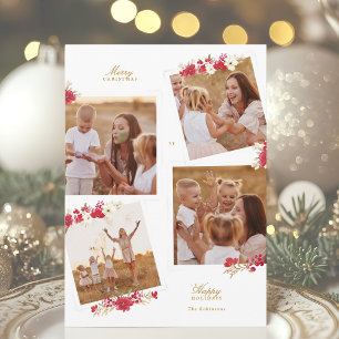 merry christmas floral botanical multi photo happy holiday card
