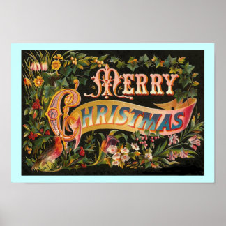 Merry Christmas floral design Poster