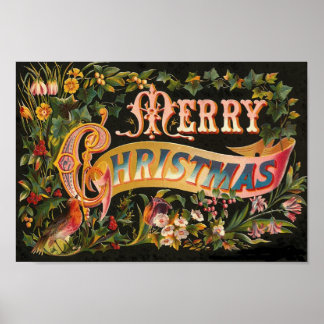 Merry Christmas floral design Poster