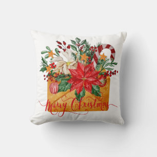 Merry Christmas floral envelope Cushion