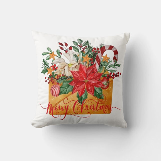 Merry Christmas floral envelope Cushion (Front)
