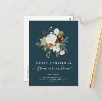merry christmas floral moving announcement