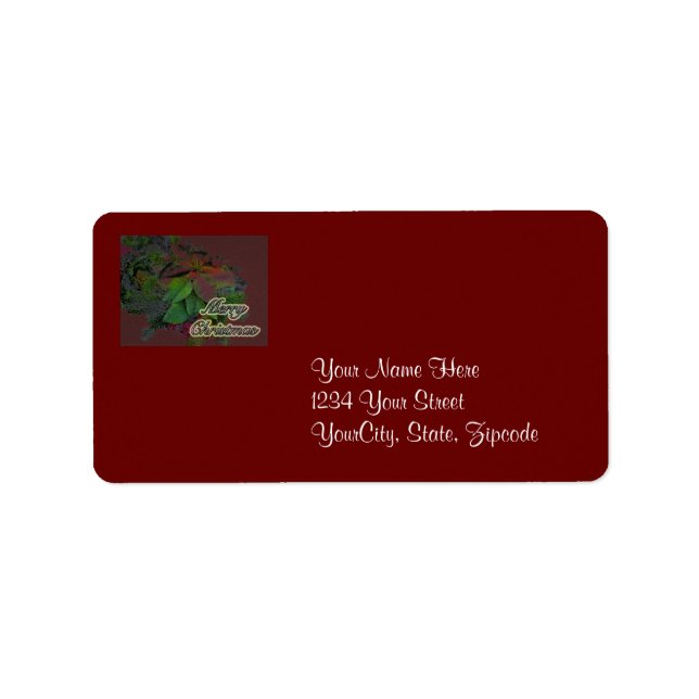 Merry Christmas Floral Poinsettia Address Label (Front)