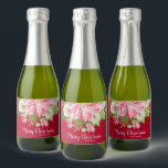 Merry Christmas Floral Poinsettia Holiday Mini Red Sparkling Wine Label<br><div class="desc">Personalised red Christmas mini sparkling wine bottle labels that feature a large pink poinsettia,  winter flowers,  pines and holly leaves your details in chic lettering. MATCHING items in our store.</div>