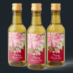 Merry Christmas Floral Poinsettia Holiday Mini Wine Label<br><div class="desc">Personalised red Christmas mini wine bottle labels that feature a large pink poinsettia,  winter flowers,  pines and holly leaves your details in chic lettering. MATCHING items in our store.</div>