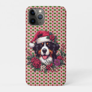 Merry Christmas Floral Santa Bernese Mountain Dog  Case-Mate iPhone Case