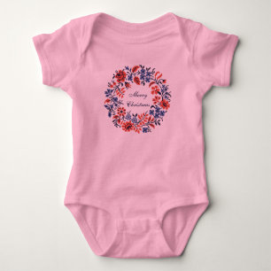 Merry Christmas Flowers cycle Baby Bodysuit