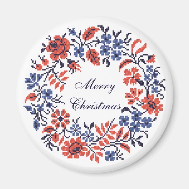 Merry Christmas Flowers cycle Magnet (Front)