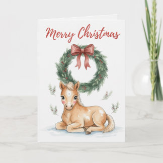 Merry Christmas Foal Card Cute Horse Lover