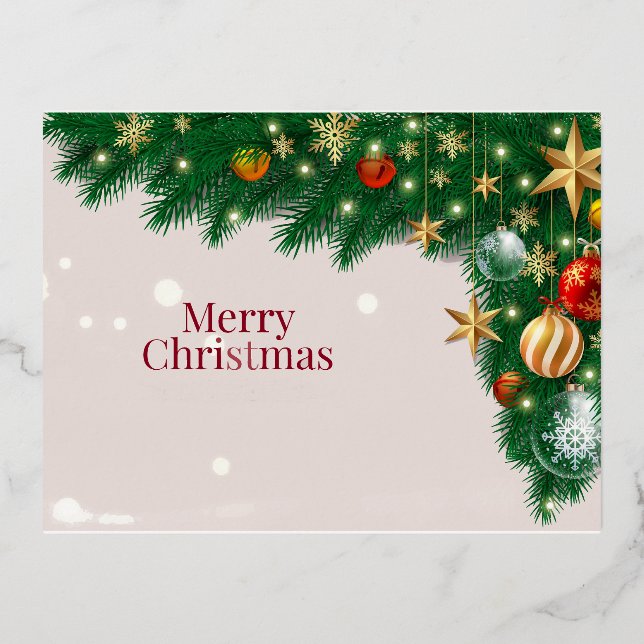 Merry Christmas  Foil Holiday Postcard (Front)