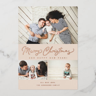 Merry Christmas Foil Script 3 Collage Multi-Photo