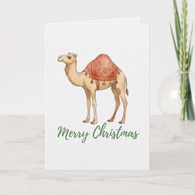 Merry Christmas Folded Greeting Camel Card (Front)