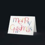 Merry Christmas Folded Non-Photo Simple  Holiday Card<br><div class="desc">These colourful 7" x 5" folded Christmas holiday greeting cards feature the greeting,  Merry Christmas in large red,  yellow and blue tie dye lettering. Inside message,  "May the Christmas season fill your home with joy,  your heart with love,  and your life with laughter."</div>