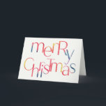 Merry Christmas Folded Non-Photo Simple  Holiday Card<br><div class="desc">These colourful 7" x 5" folded Christmas holiday greeting cards feature the greeting,  Merry Christmas in large red,  yellow and blue tie dye lettering. Inside message,  "May the Christmas season fill your home with joy,  your heart with love,  and your life with laughter."</div>