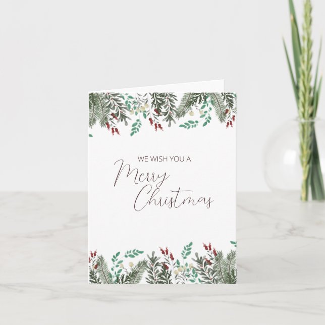 Merry Christmas Folded Note Card (Front)