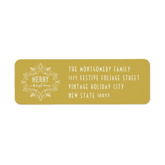 Merry Christmas Foliage Art Deco Holiday Address (Front)