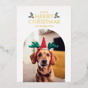 Merry Christmas Foliage Family Pet Photo