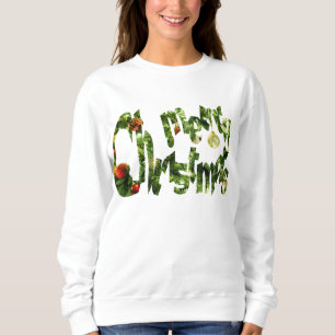 Merry Christmas Font Art & Holiday Decorations Sweatshirt