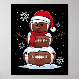 Merry Christmas Football Snowman Holiday Sports Xm Poster