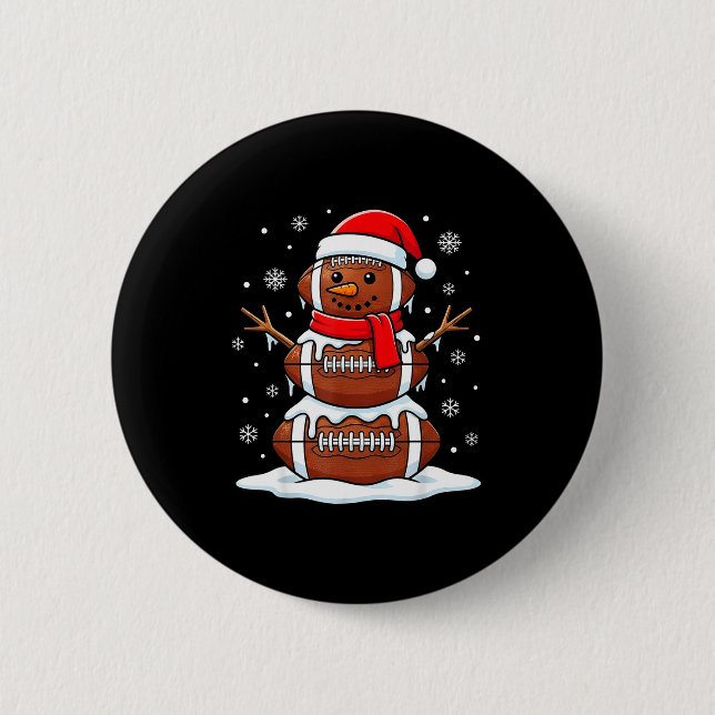 Merry Christmas Football Snowman Holiday Srts Xmas 6 Cm Round Badge (Front)