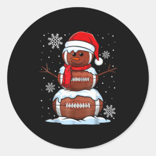 Merry Christmas Football Snowman Holiday Srts Xmas Classic Round Sticker