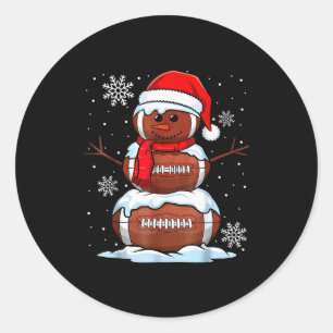 Merry Christmas Football Snowman Holiday Srts Xmas Classic Round Sticker