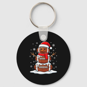 Merry Christmas Football Snowman Holiday Srts Xmas Key Ring