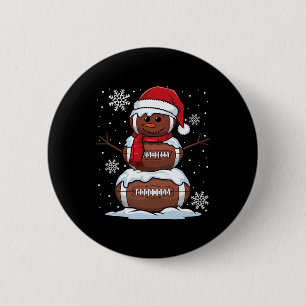 Merry Christmas Footll Snowman Holiday Sports Xmas 6 Cm Round Badge