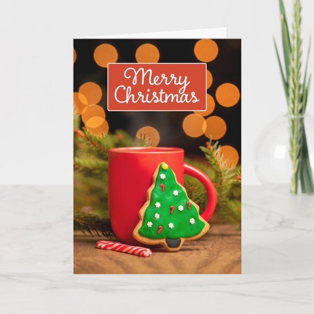 Merry Christmas For Anyone Christmas Tree Cookie  Holiday Card (Front)