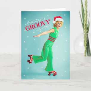 Merry Christmas For Anyone Vintage 1970s Woman Holiday Card