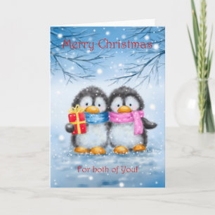Merry Christmas for Both of You, Penguin Couple Card