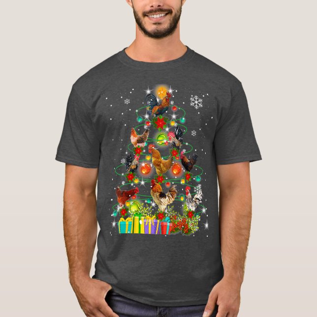 Merry Christmas for Chicken Tree Ugly Santa Hat T-Shirt (Front)