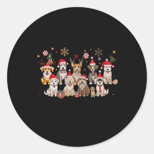 Merry Christmas For Dog Woofmas Retro Reindeer Chr Classic Round Sticker