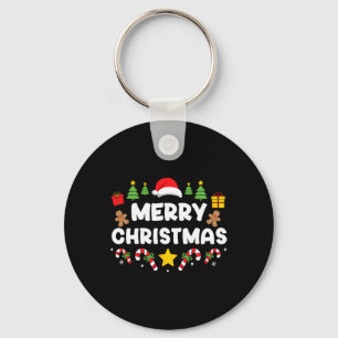 Merry Christmas For Family Xmas Pajama Holiday  Key Ring