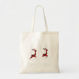 Merry Christmas for Women Buffalo Plaid Reindeer T Tote Bag