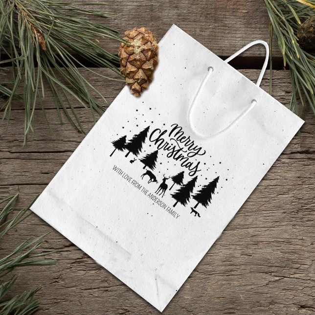 Merry Christmas Forest Animals, Deer and Trees Rubber Stamp (Creator Uploaded)