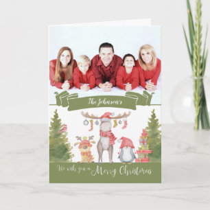 Merry Christmas Forest Custom Photo/Names Holiday Card