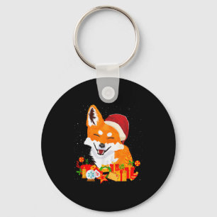 Merry Christmas Fox Foxes Ugly X-mas Sweater Santa Key Ring