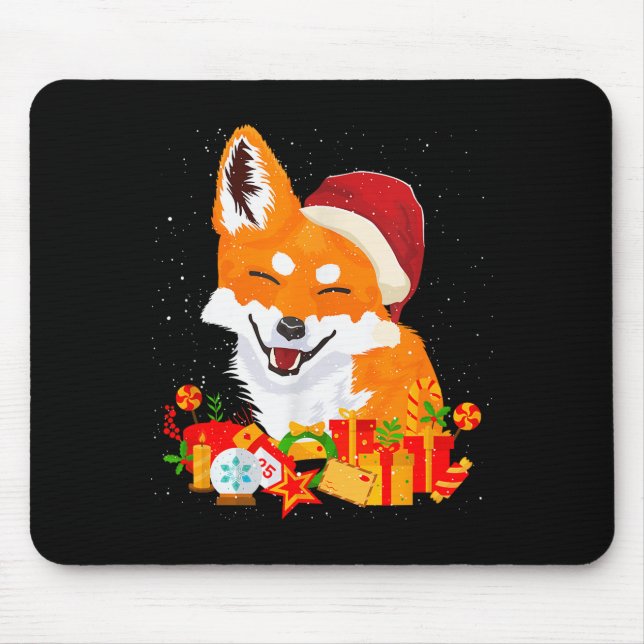 Merry Christmas Fox Foxes Ugly X-mas Sweater Santa Mouse Pad (Front)