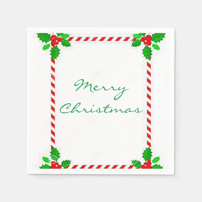 “Merry Christmas Frame” Cocktail  Napkin (Front)