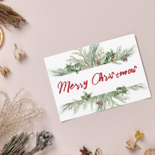 Merry Christmas Framed Winter Wheath Greeting Holiday Card