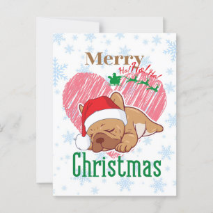Merry Christmas French bulldog Postcard