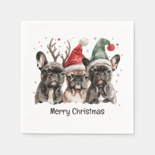 Merry Christmas French Bulldog Reindeer Dogs Napkin