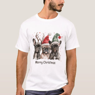 Merry Christmas French Bulldog Reindeer Dogs T-Shirt